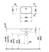 MEDIDAS DURAVIT D-CODE LAVABO BAJO ENCIMERA 033849